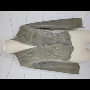 Y2K Salt & Pepper medium olive green two button jacket